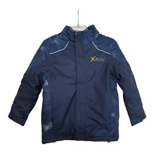 XMTN Boys Navy Blue Insulated Winter Jacket Hooded Coat Size S 7/8